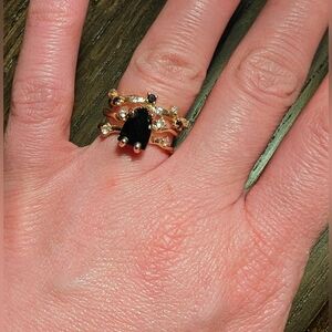 Moon Magic - Black Obsidian Flow Ring & Black Onyx Stardust Band